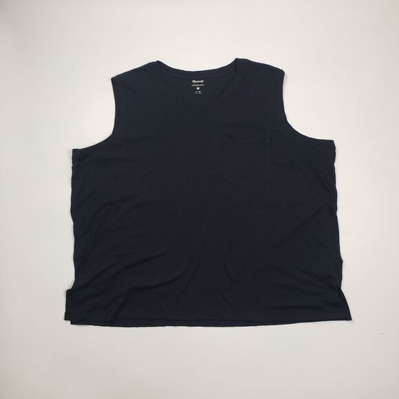 Madewell Plus Whisper Cotton Crewneck Pocket Muscle Tank True Black Women 3X NWT - Picture 13 of 16